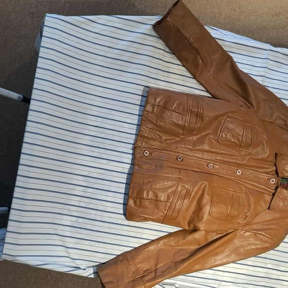 1 "IDEAL" brand Men's Large rust leather overcoat. - Picture 11 of 11